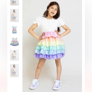 EUC Lola and the Boys Satin Rainbow Dream Dress sz 8
